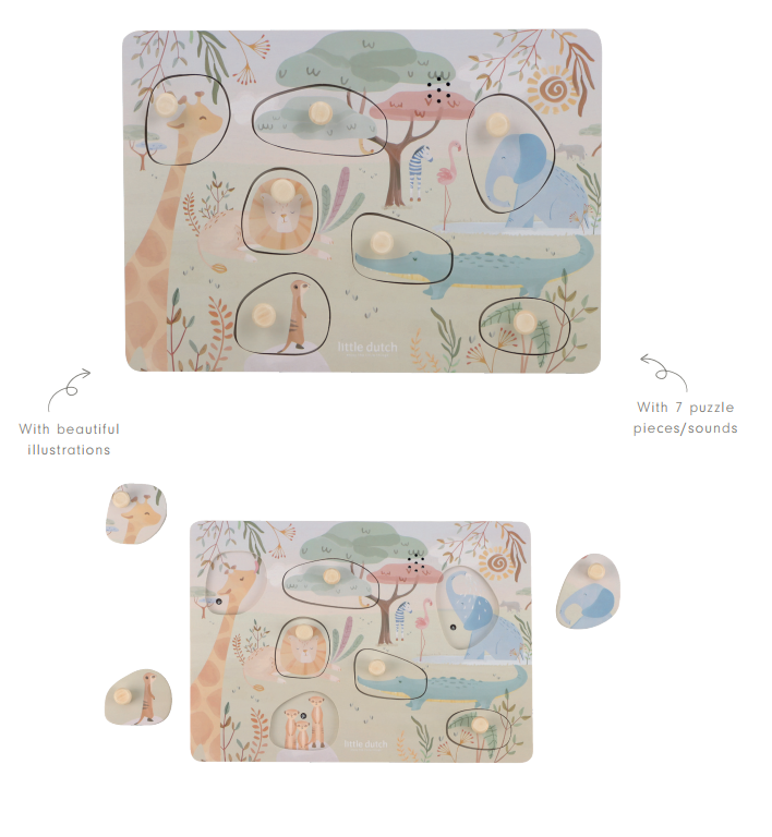 Little Dutch Sound Puzzle ´Safari Friends´ FSC wood