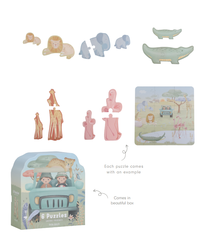 Little Dutch puzzle 6-1 Safari friends FSC