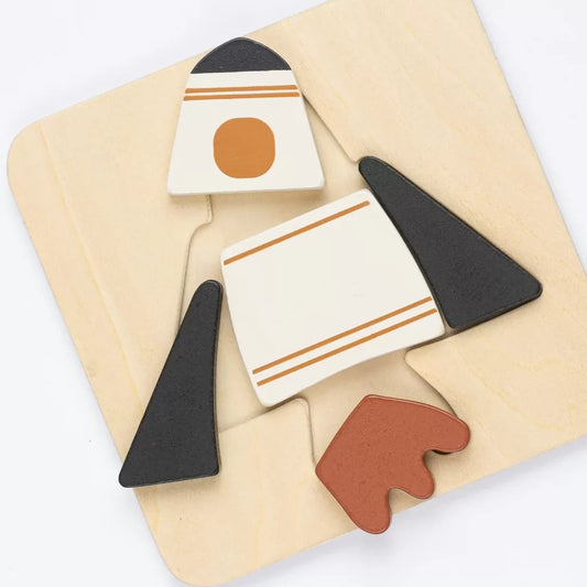 Fabelab Space shuttle & Planet Puzzle - 2 Pack - Wood