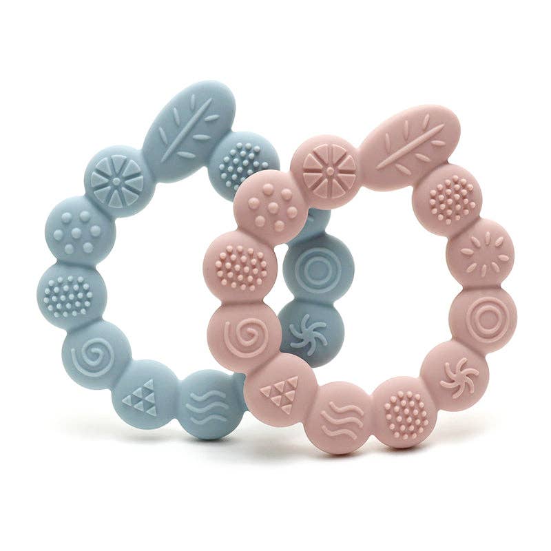 Silicone teething ring with textures Leaf - Sand