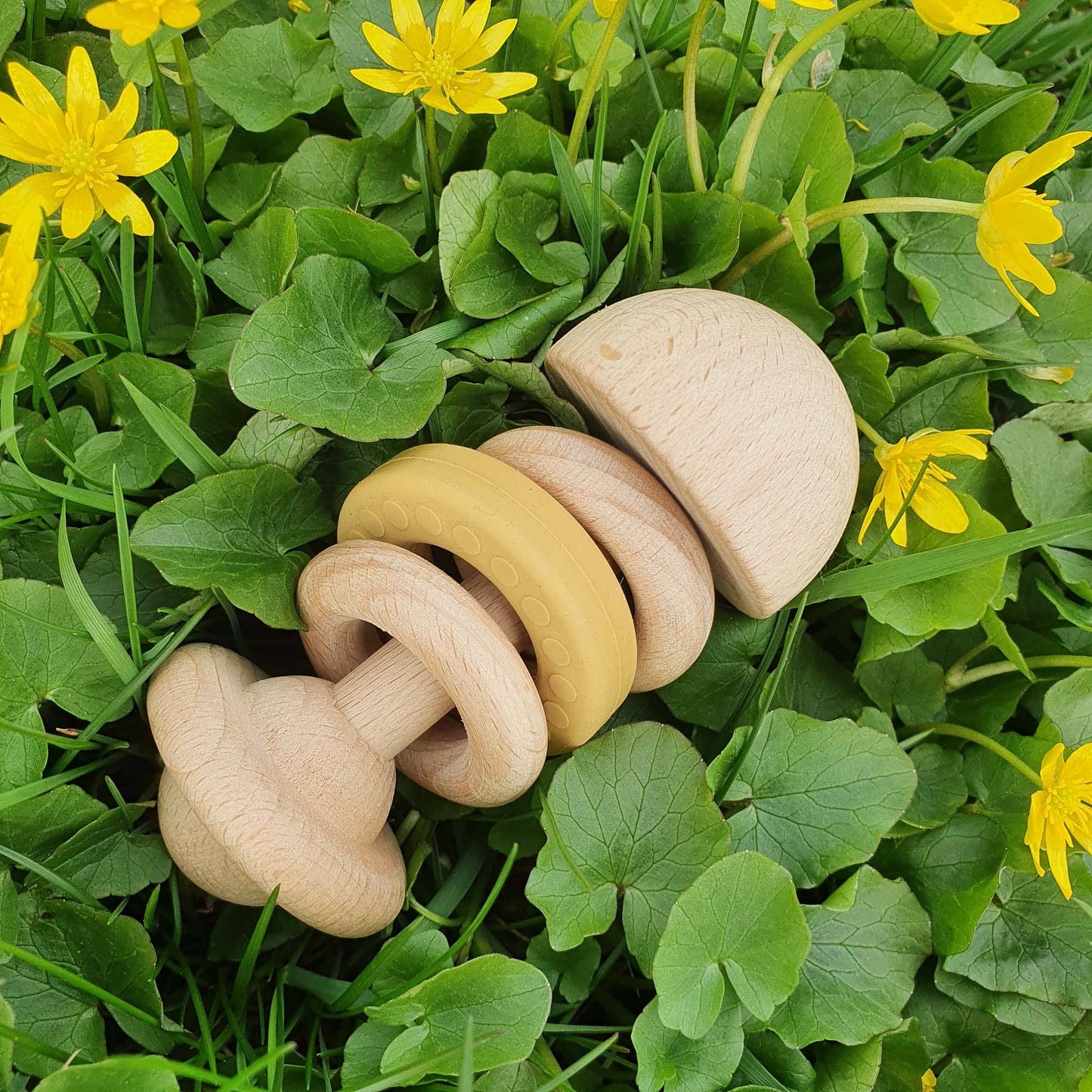 Baby Wooden Rattle Ochre