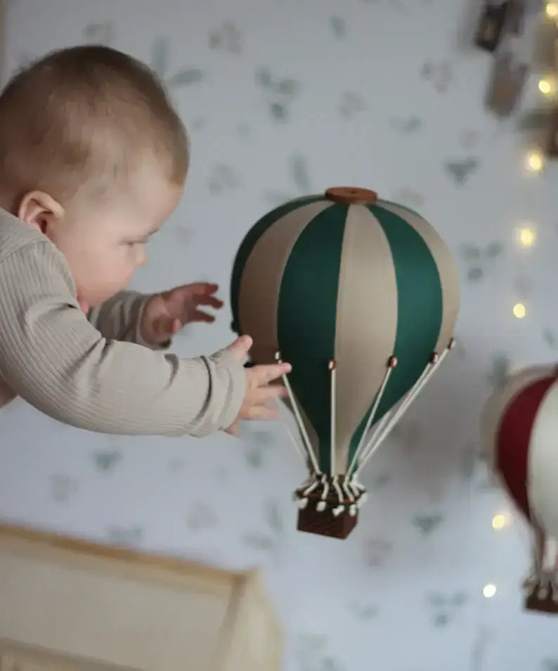 Decorative Hot Air Balloon - Deep green, beige