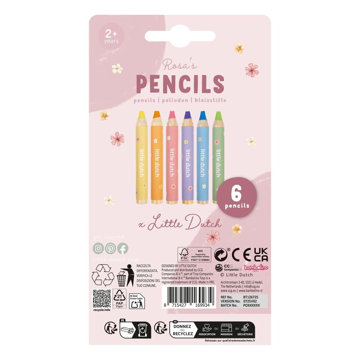 Little Dutch Wooden Pencils ´Rosa & Firends´