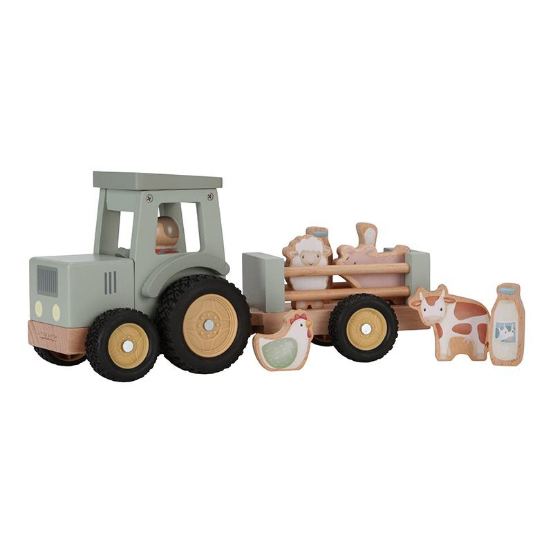 Little Dutch wooden tractor with trailer FSC