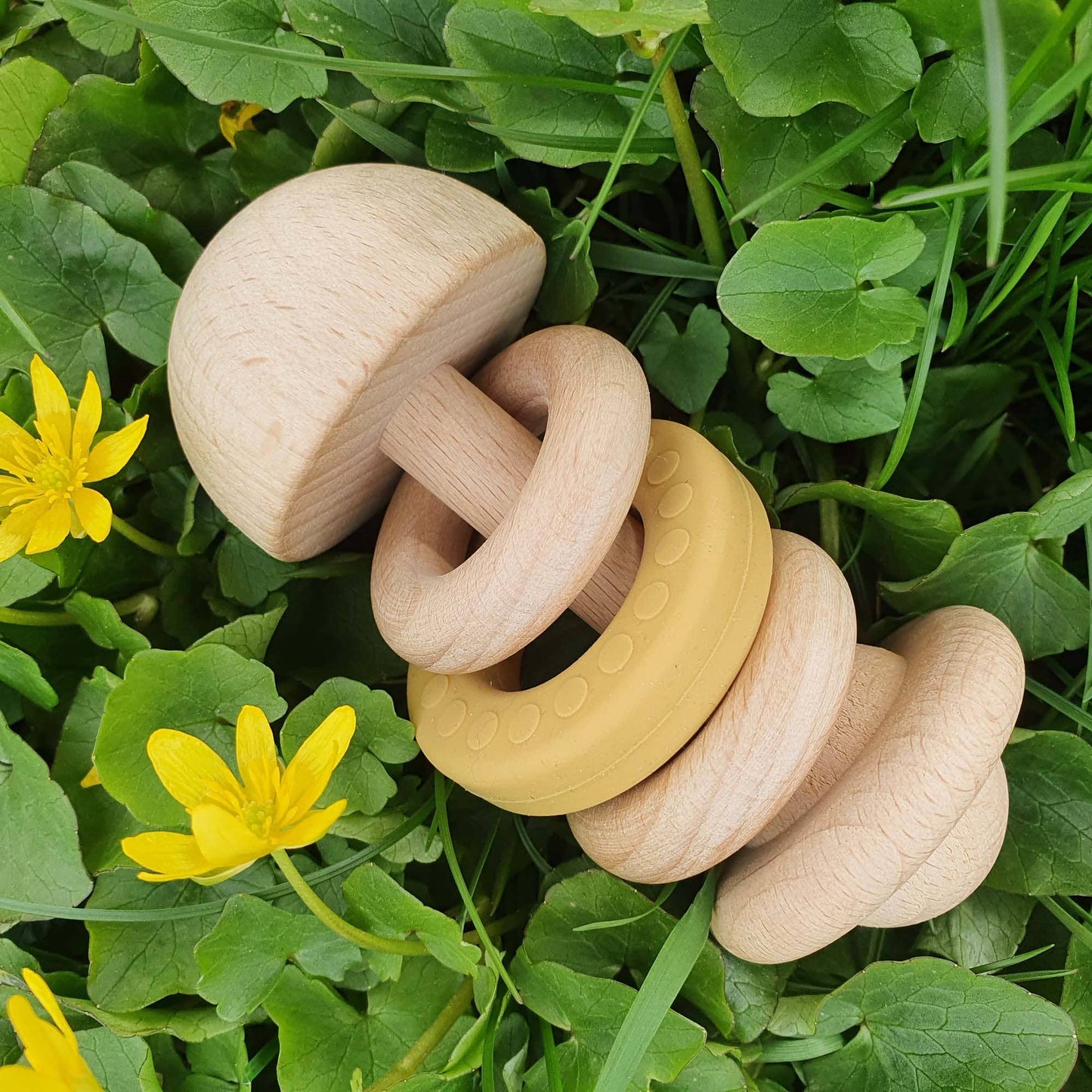 Baby Wooden Rattle Ochre
