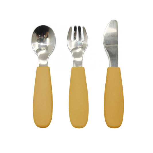 Kids Cutlery Silicone-Steel Ochre