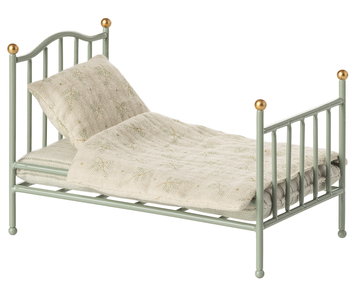 Vintage single bed, Mouse - Mint- Maileg