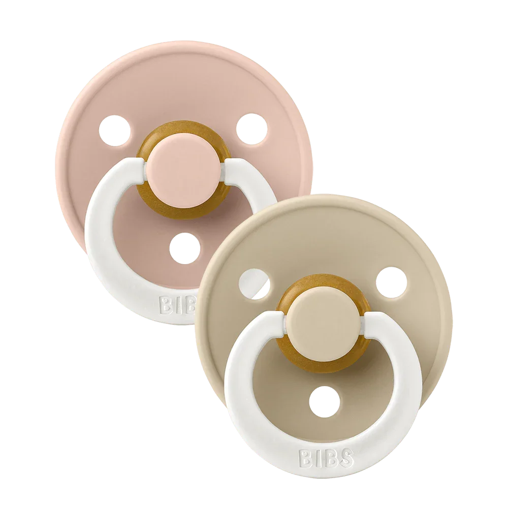 BIBS Colour Round Glow Pacifiers 2pcs - Blush/Vanilla