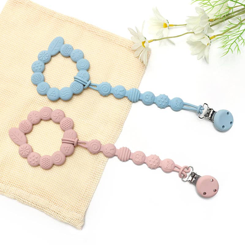 Silicone teething ring with textures Leaf - Sand