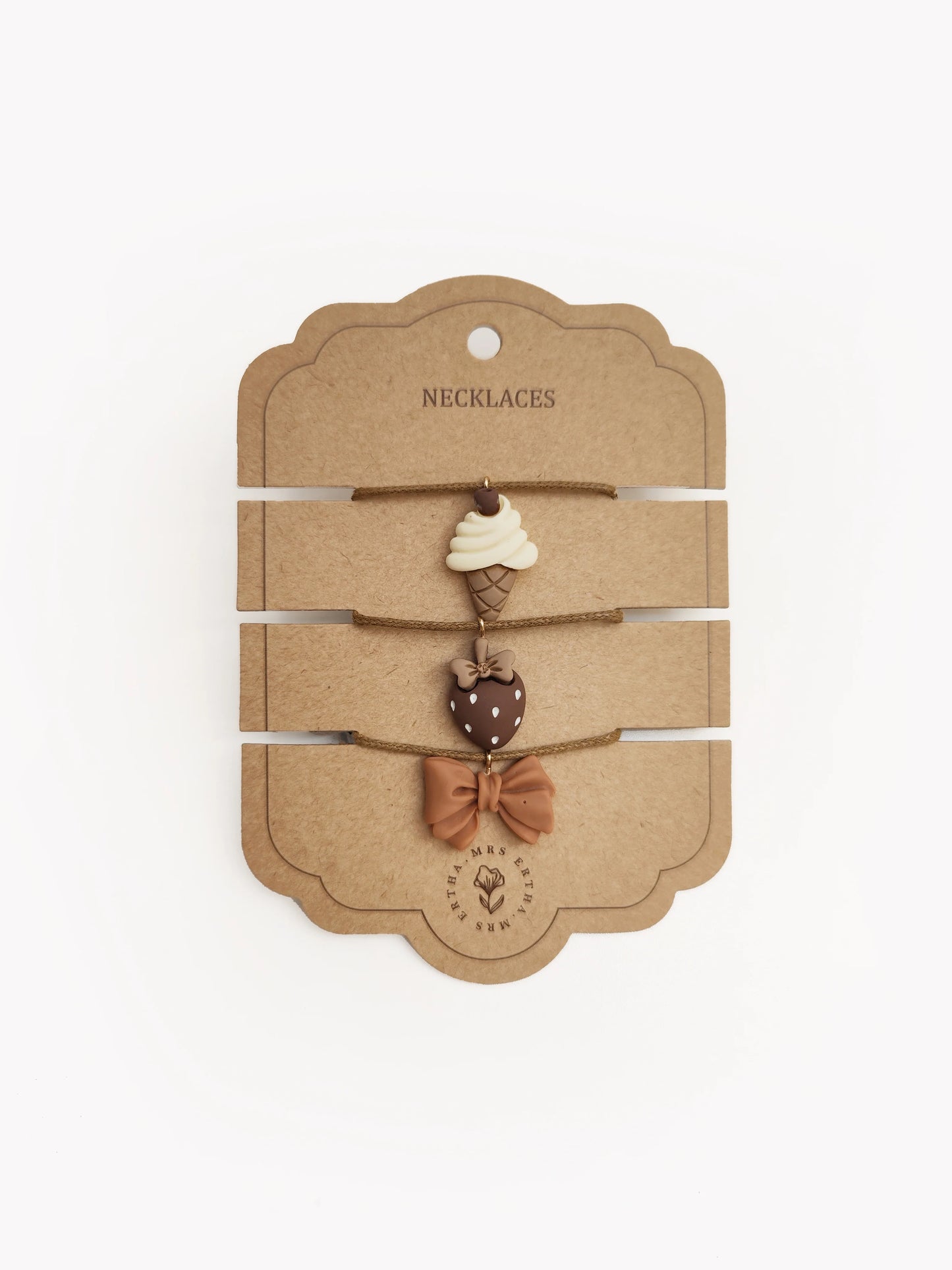 Mrs Ertha Pack 3 Necklaces - Icecream + Strawberry + Bow