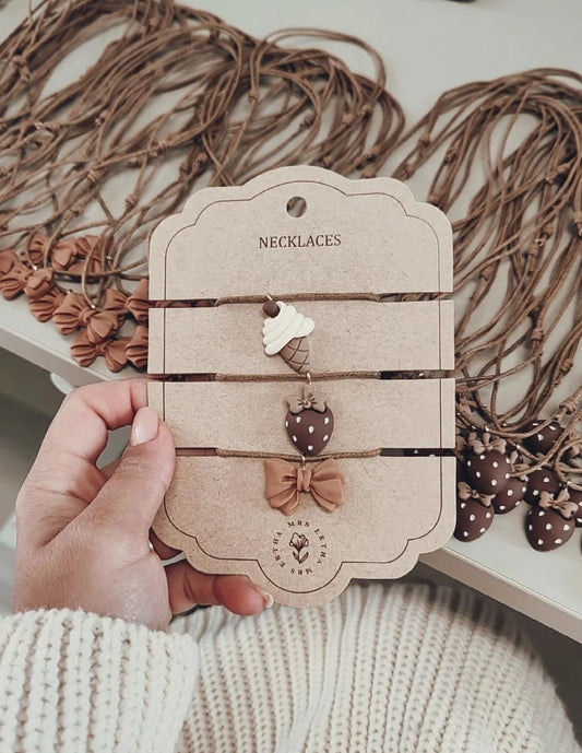 Mrs Ertha Pack 3 Necklaces - Icecream + Strawberry + Bow