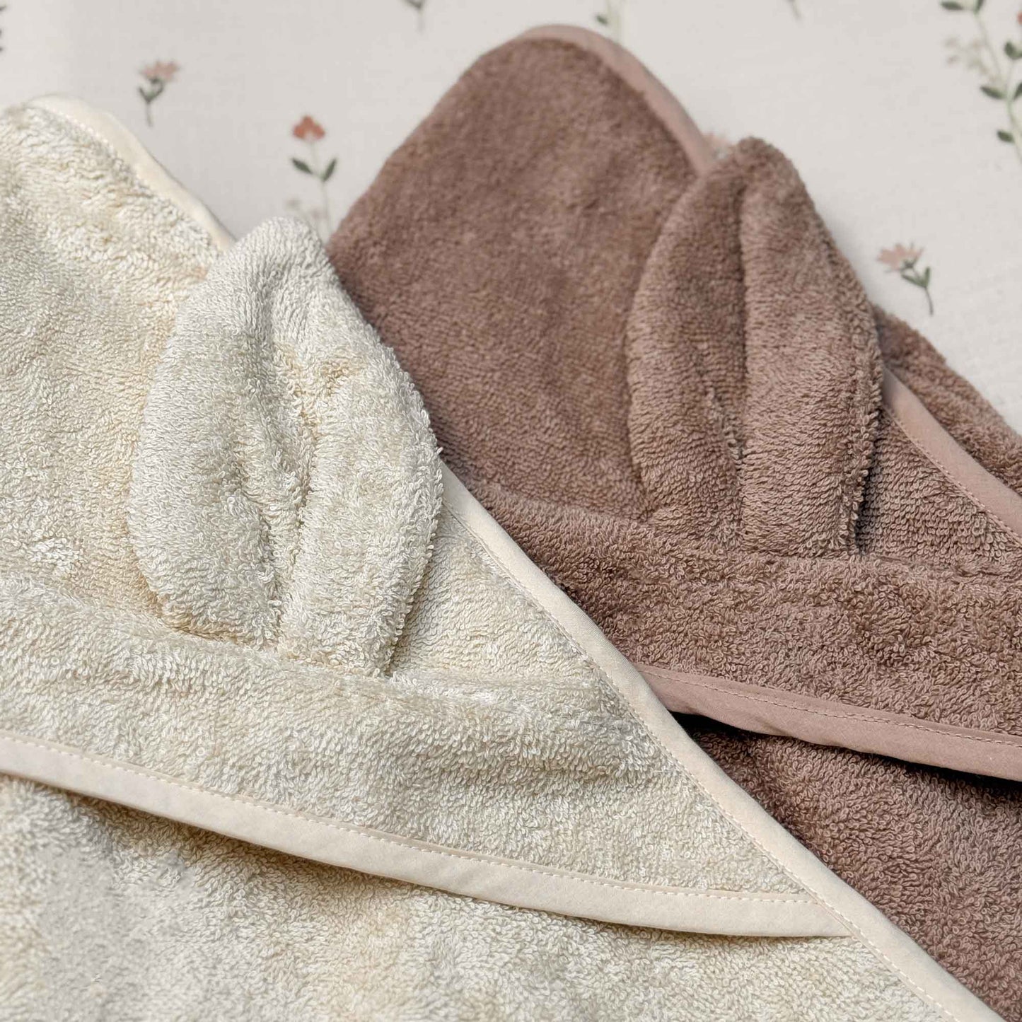 Organic Hooded Baby Towel Rabbit Warm Taupe