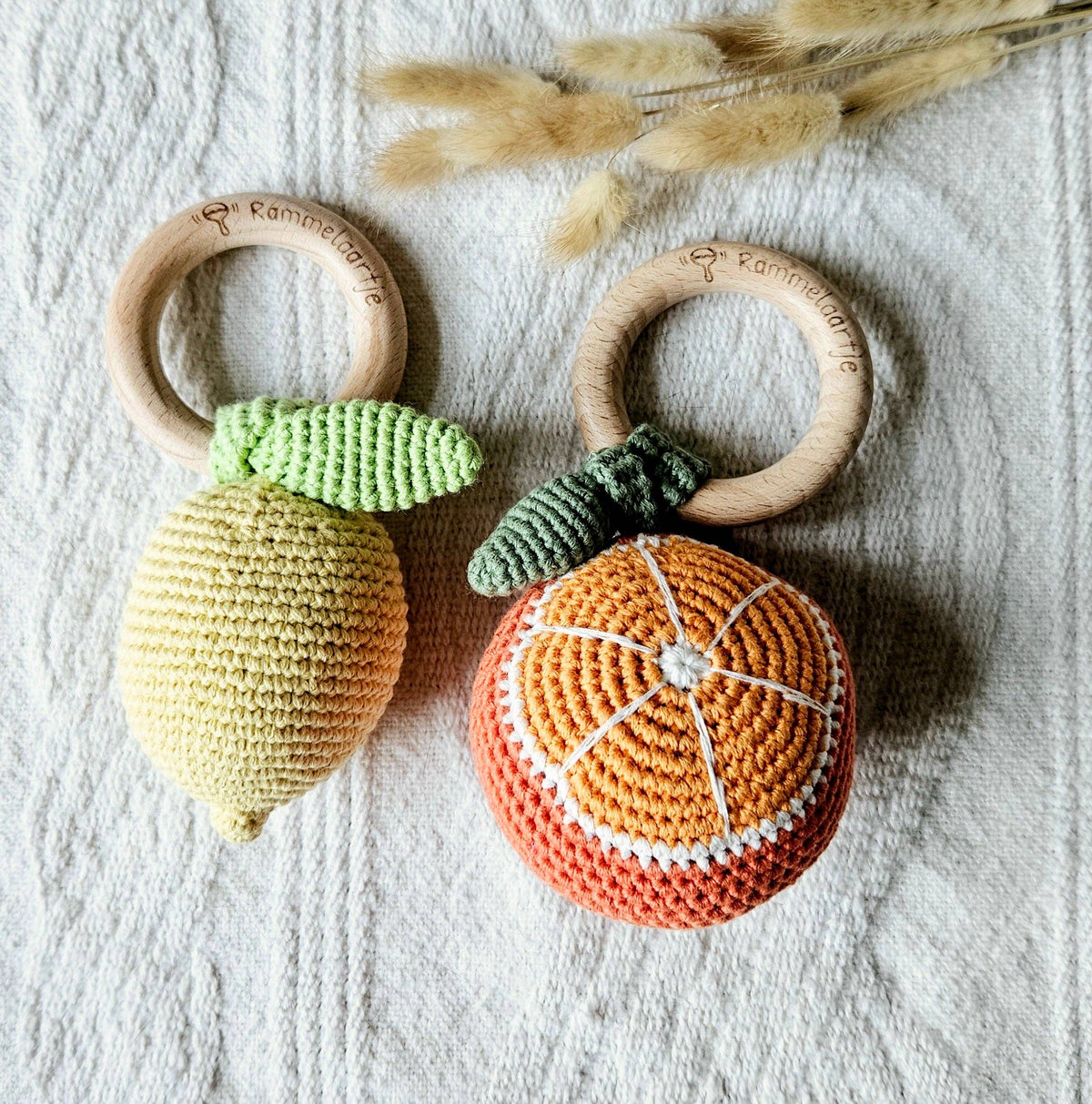 Handmade crochet rattle Lemon - Yellow