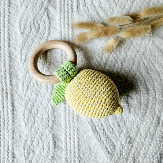 Handmade crochet rattle Lemon - Yellow