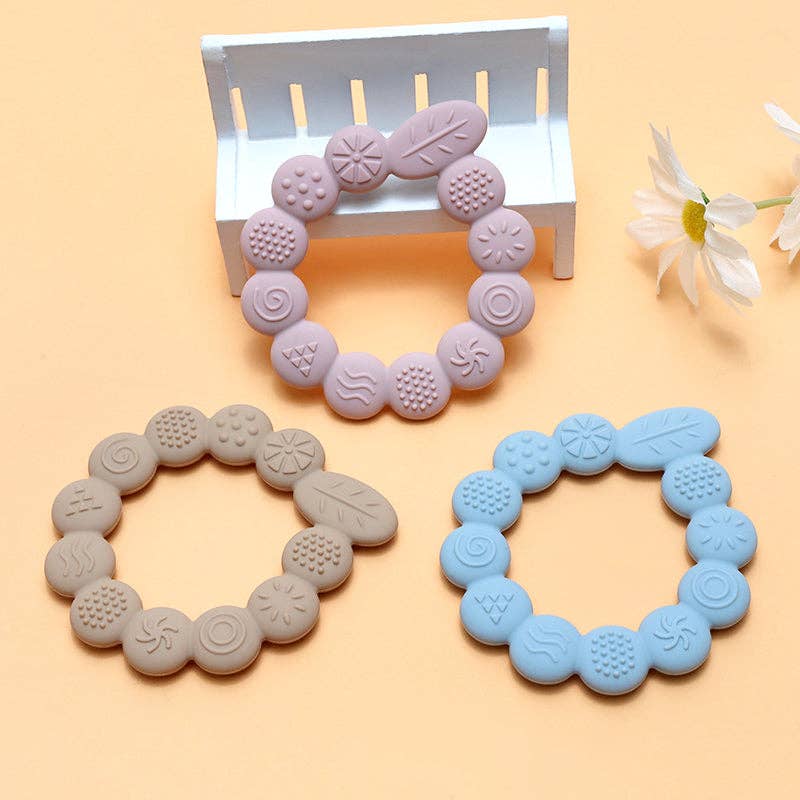 Silicone teething ring with textures Leaf - Sand
