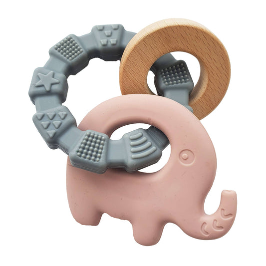 Baby Silicone Teether Toy Elephant Pale Mauve