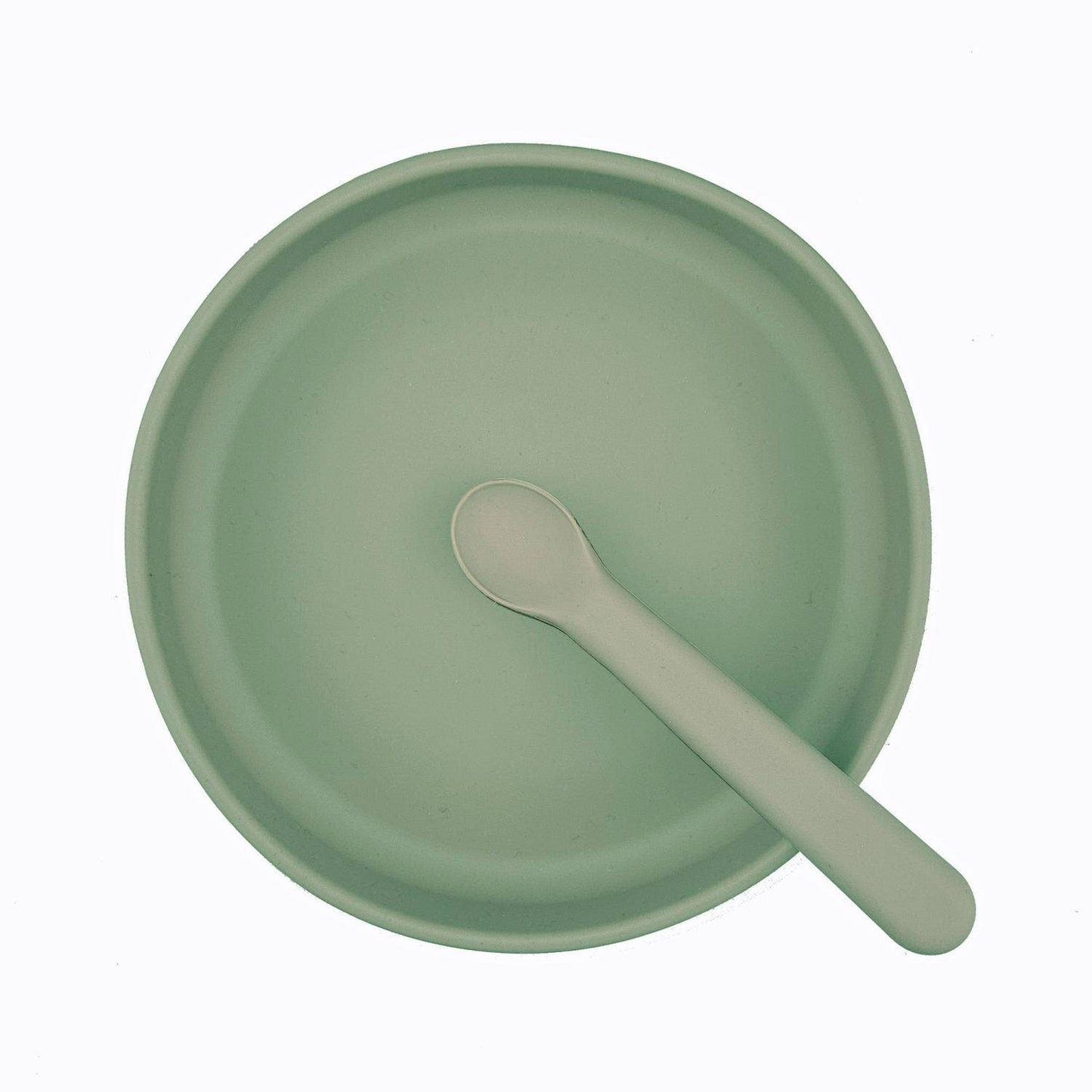 Plate and Spoon Silicone Cameo Green