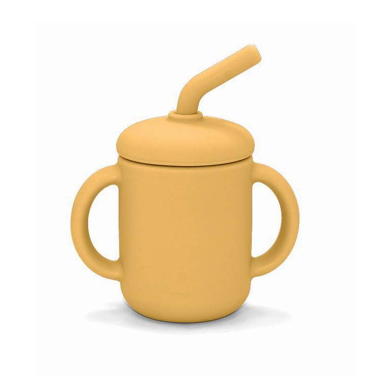 Silicone Cup with Straw Ochre