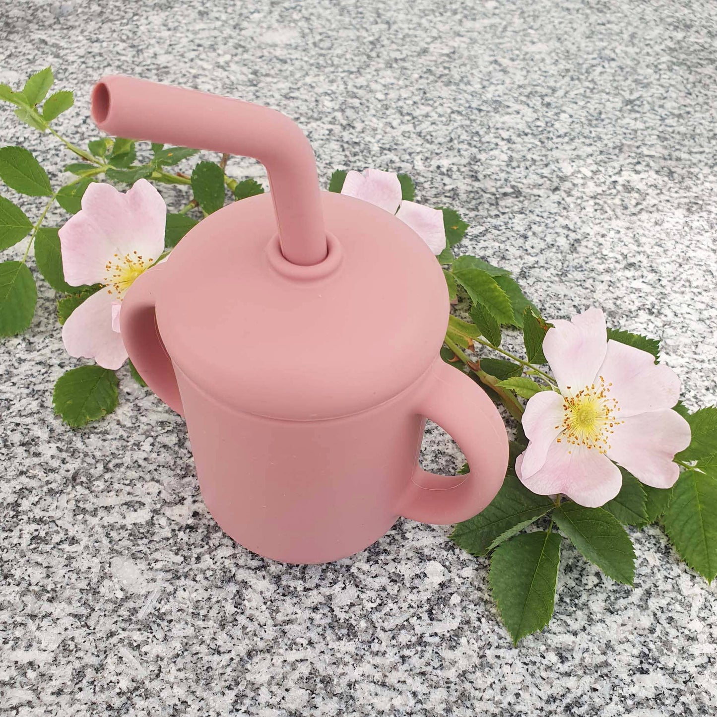 Silicone Cup with Straw Dusty Rose