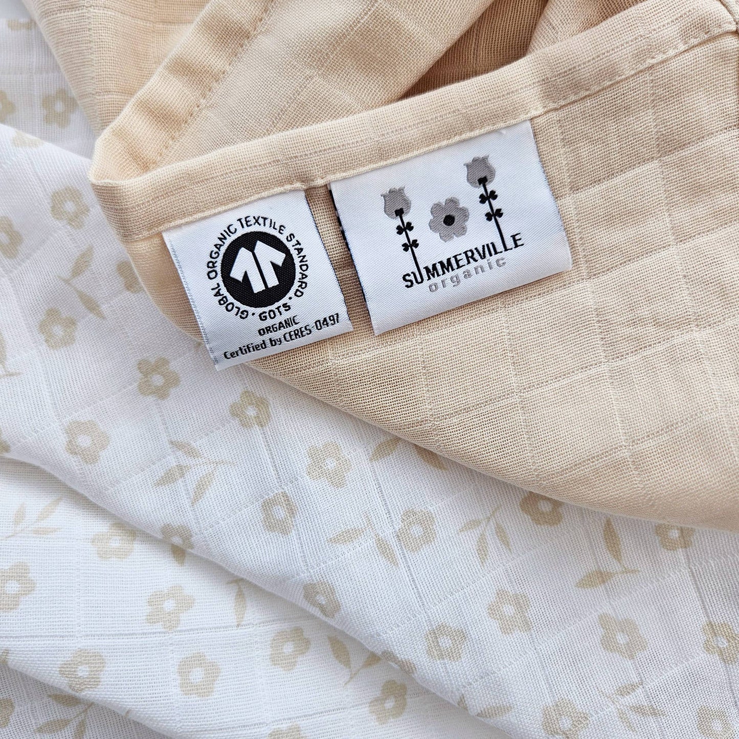 Organic Baby Muslin Blankets 2-pack Petal Sandshell