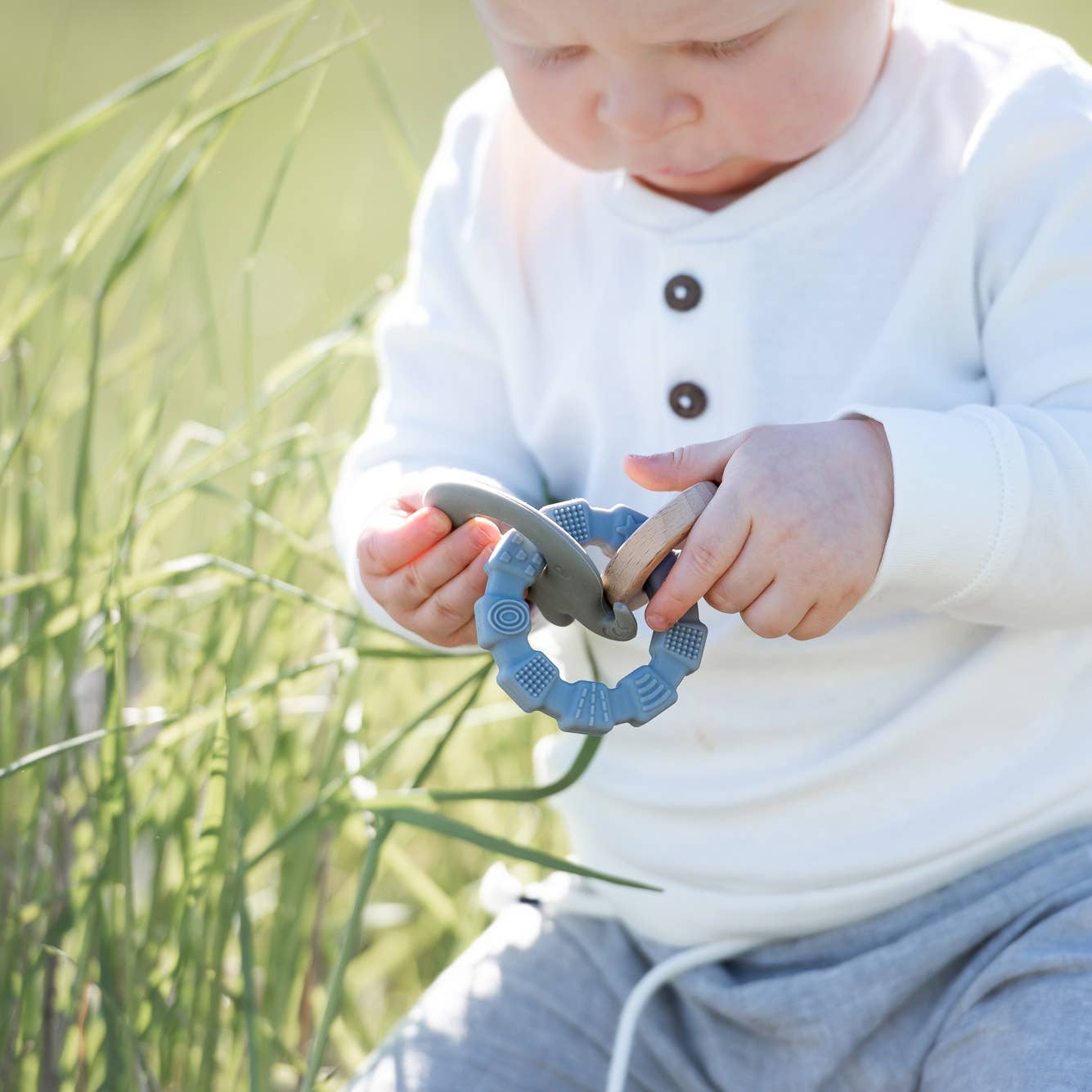Baby Silicone Teether Toy Elephant Green