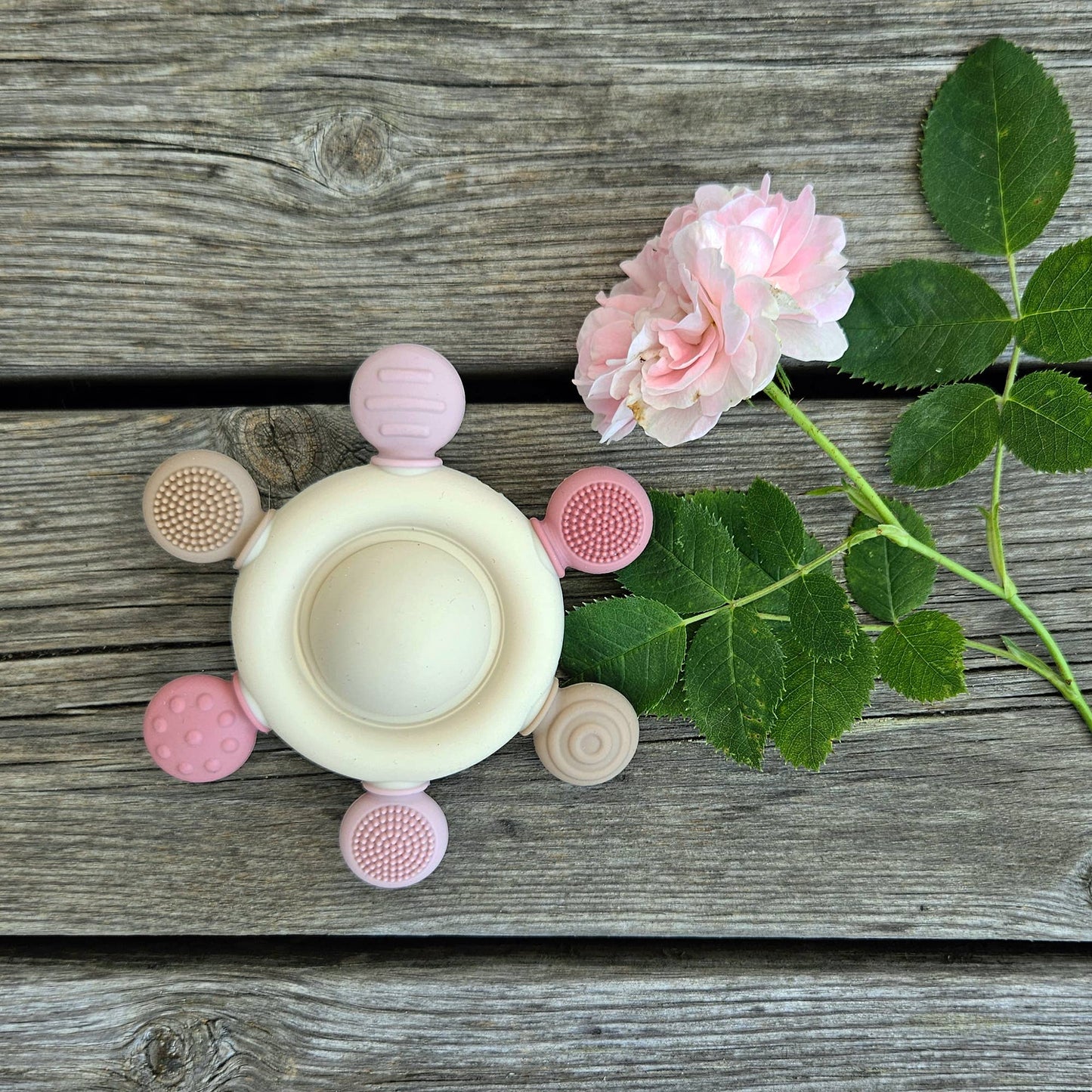 Baby Silicone Rattle & Teething Toy Carousel Rose