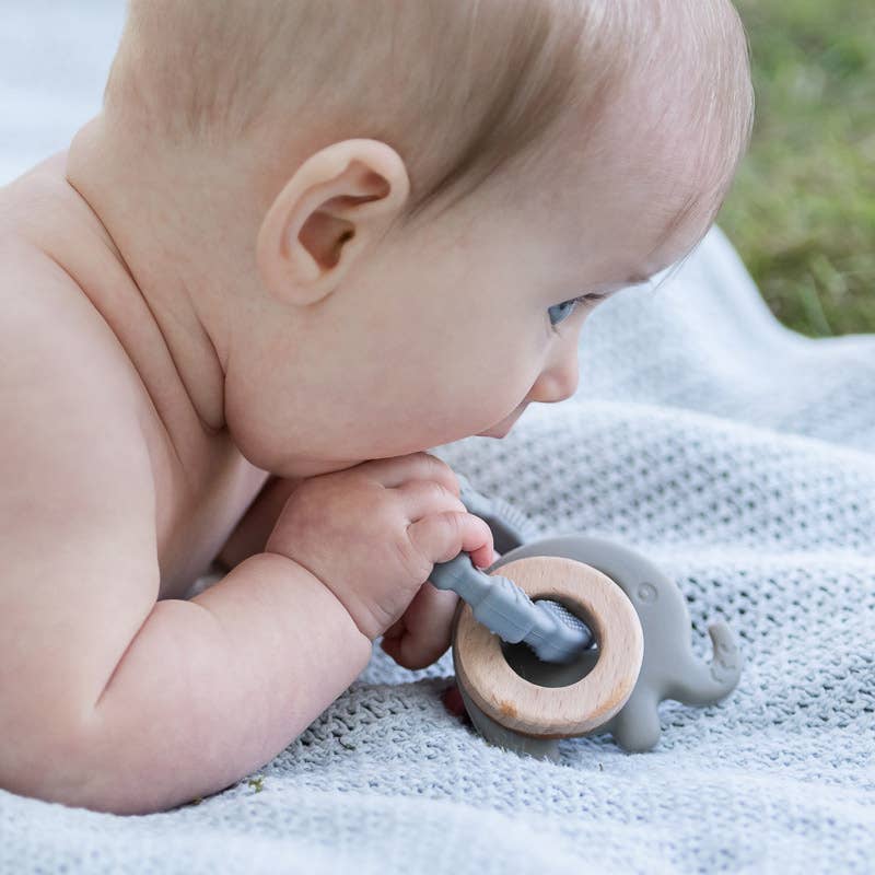 Baby Silicone Teether Toy Elephant Green