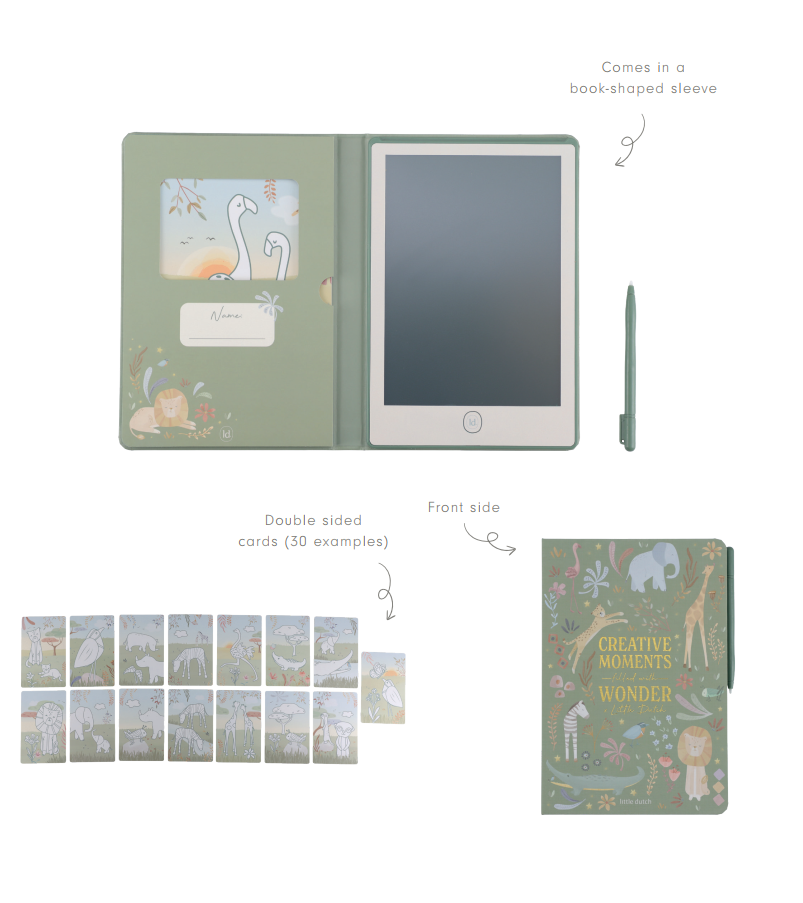 Little Dutch LCD zīmēšanas tāfele “Safari Friends” zaļā krāsā