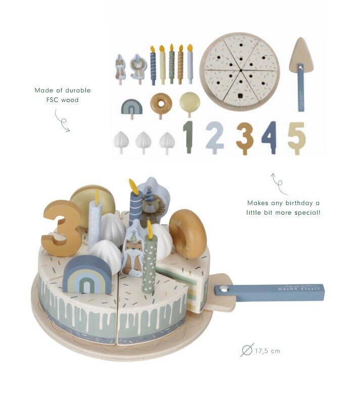 Little Dutch wooden birthday cake ´Blue´ FSC