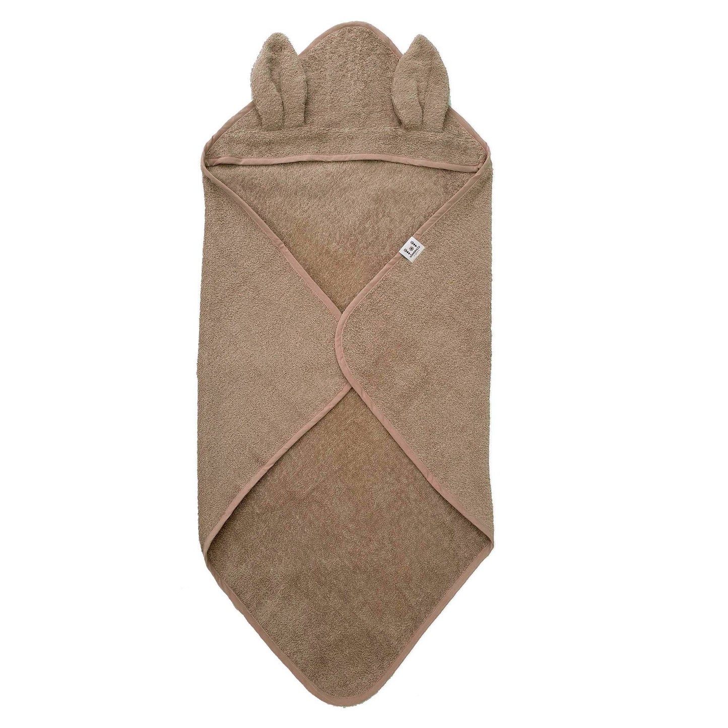 Organic Hooded Baby Towel Rabbit Warm Taupe