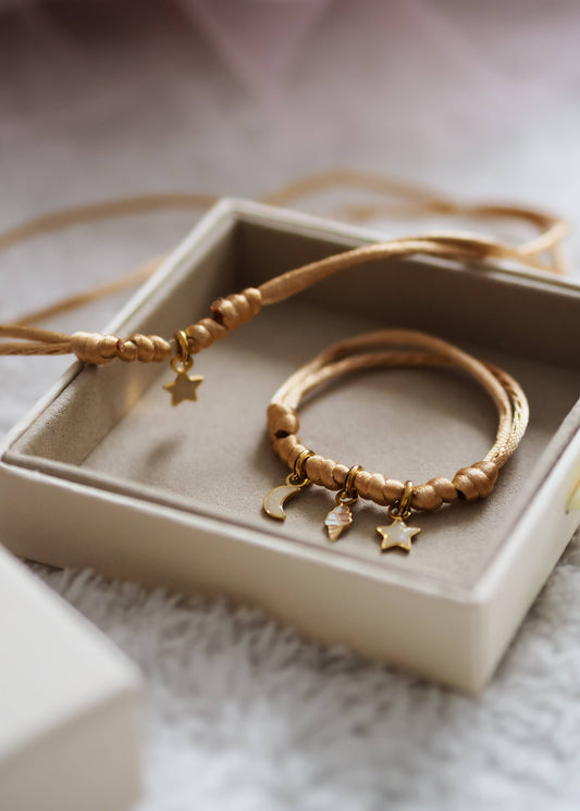 Bracelets - Soft Peach / Two Hoops ( 2 charms )