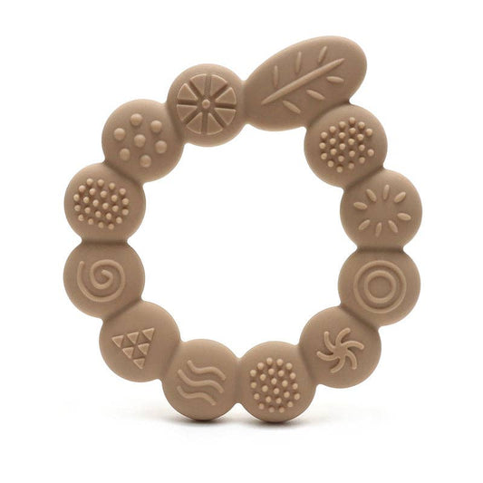 Silicone teething ring with textures Leaf - Sand