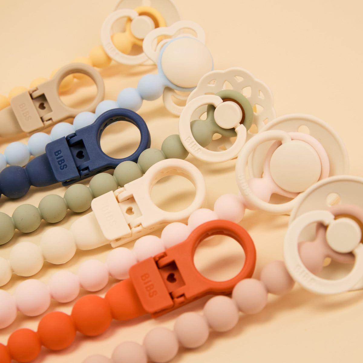 BIBS Pacifier Clip Beaded - Petal