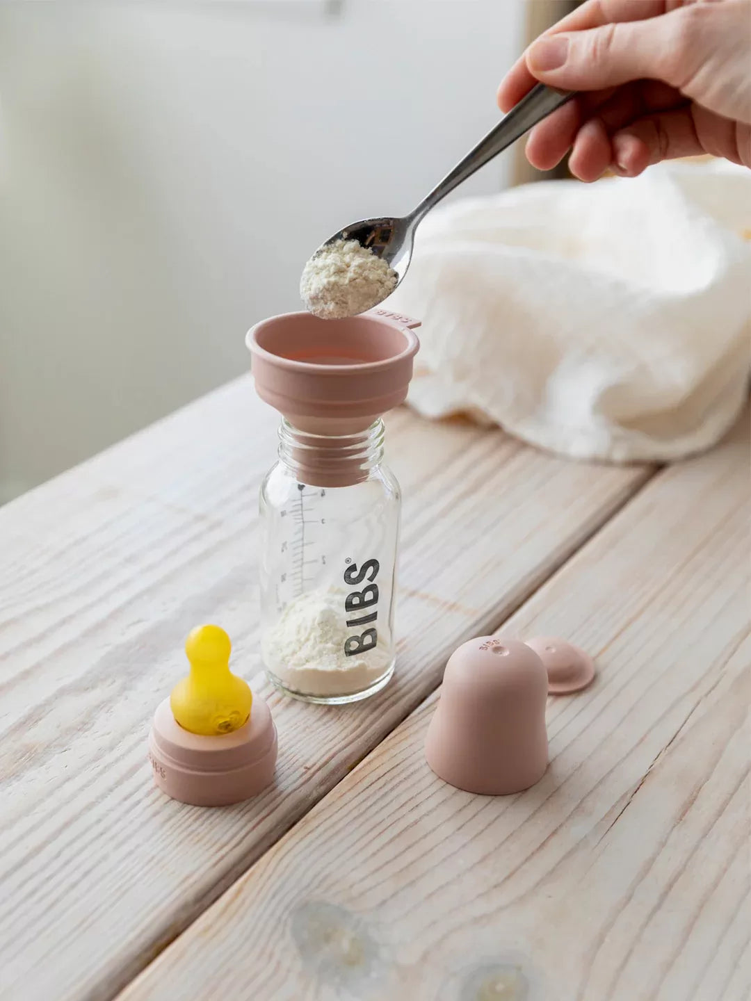 BIBS Glass Baby Bottle 240ml Medium Flow - Ivory
