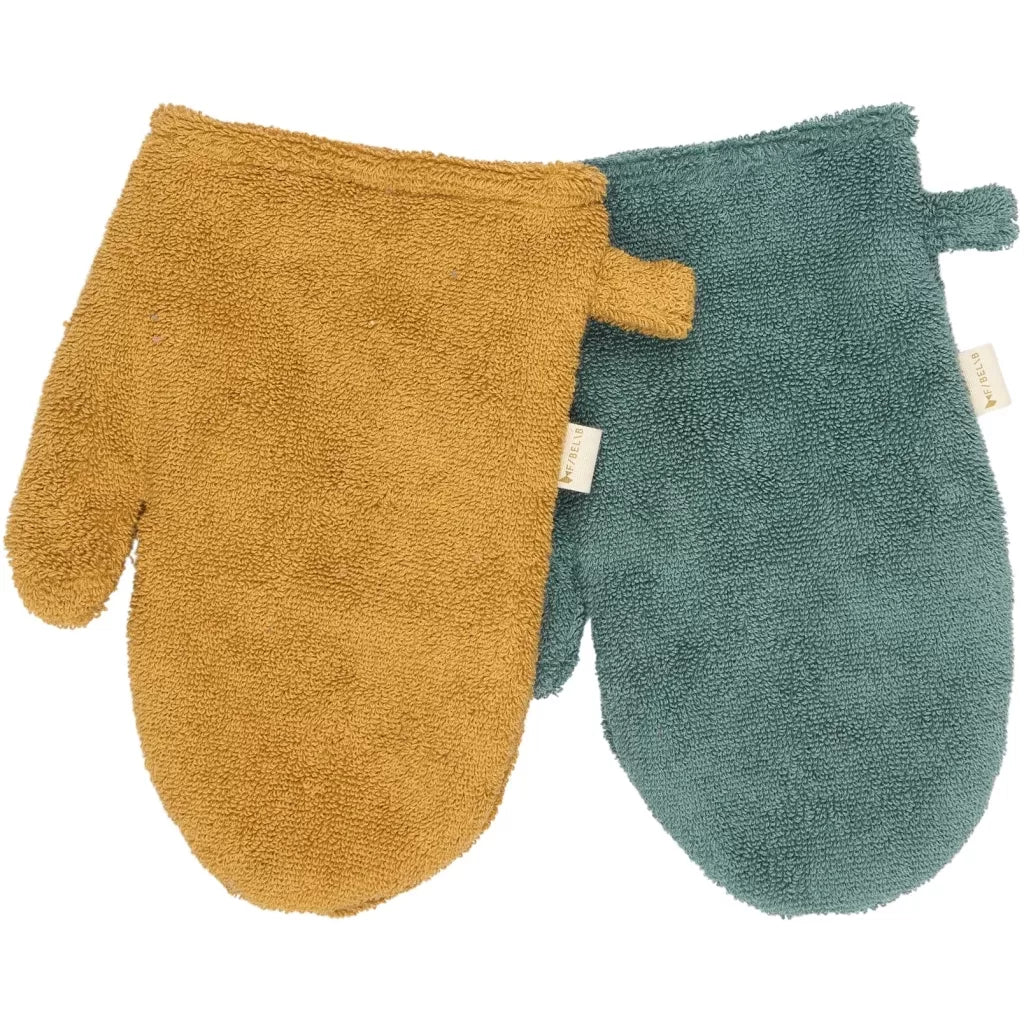 BATH MITTS - 2 PACK - BEAR AND BUNNY wood trush
