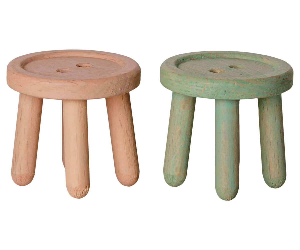 Maileg Stool Set, Mouse – Light Rose/Light Mint
