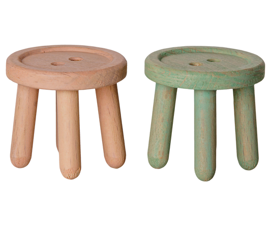 Maileg Stool Set, Mouse – Light Rose/Light Mint