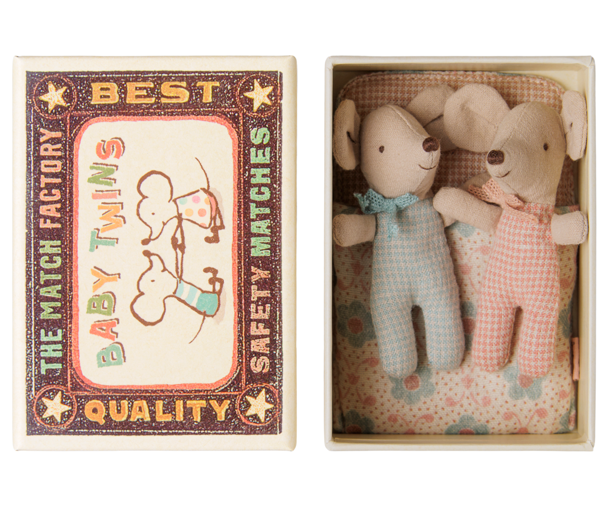 Maileg Twins, Baby Mice in Matchbox – Checker