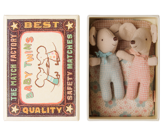 Maileg Twins, Baby Mice in Matchbox – Checker