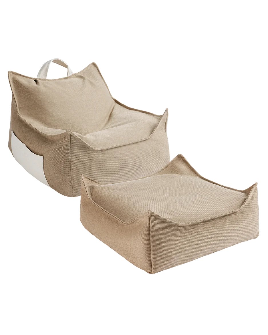 Outdoor Beanbag Chair & Ottoman Set