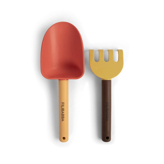 Filibabba Beach shovel and rake set - Peach Mix