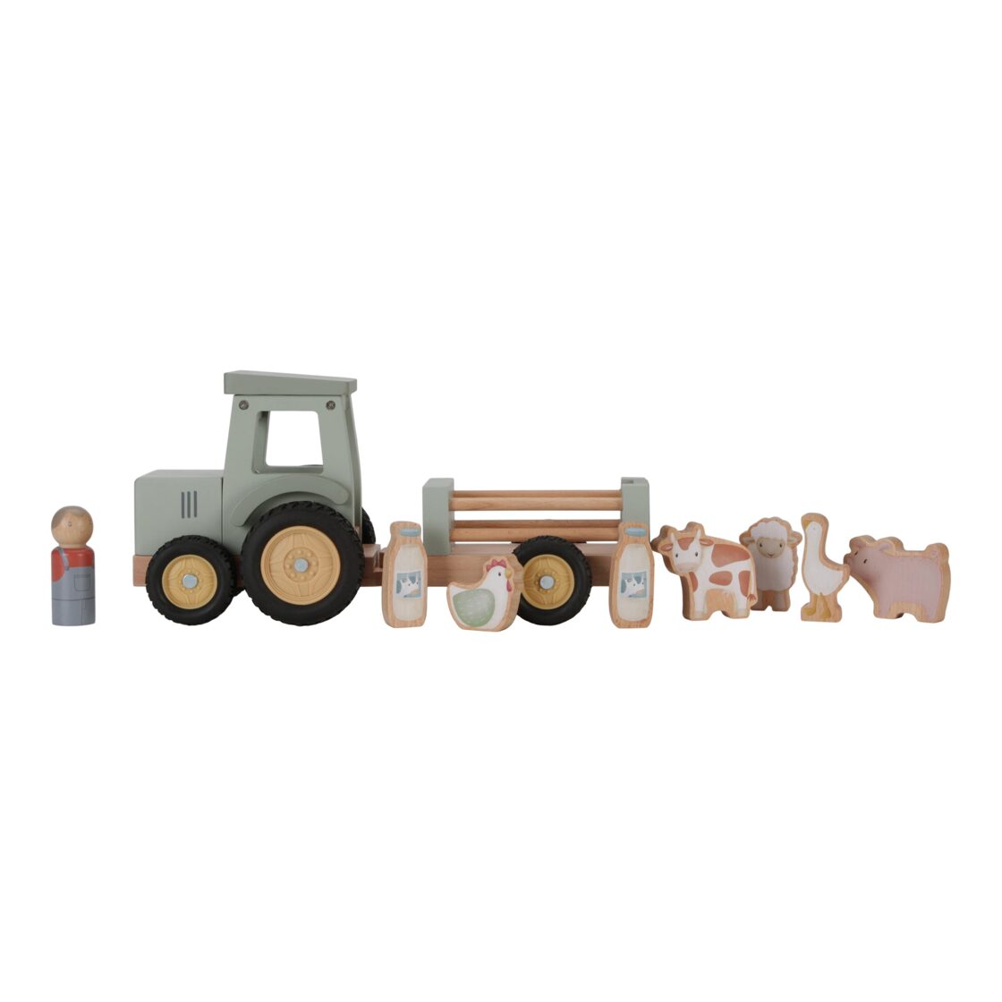 Little Dutch wooden tractor with trailer FSC