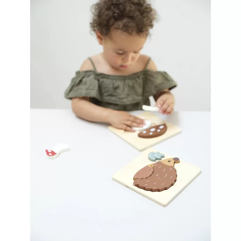 Fabelab Mushroom & Hedgehog Puzzle 2 pack - Wood