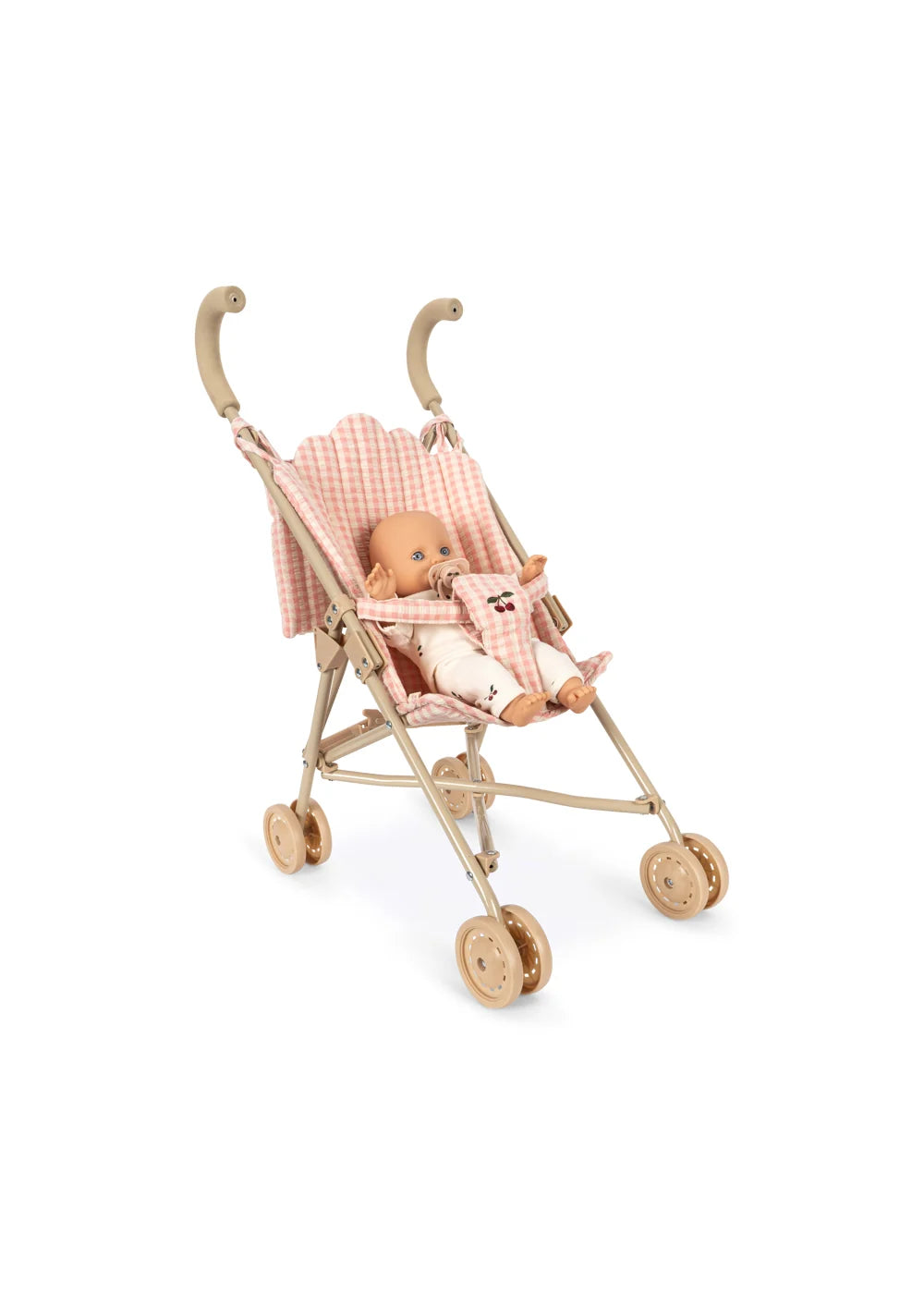 Konges Slojd Poppy doll stroller with doll set - pink check