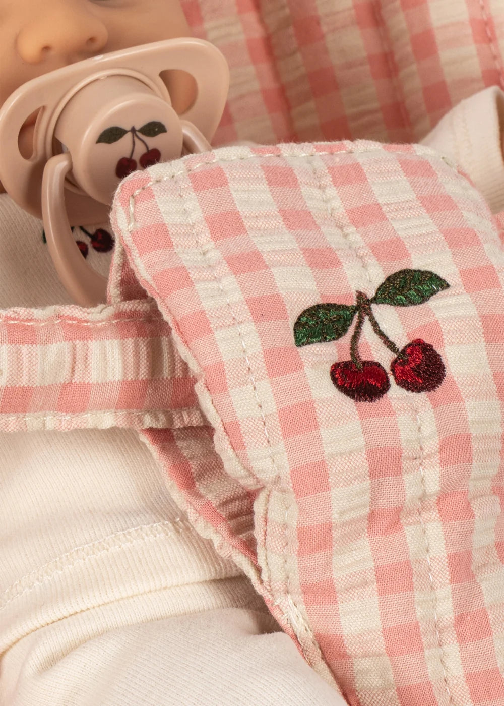 Konges Slojd Poppy doll stroller with doll set - pink check