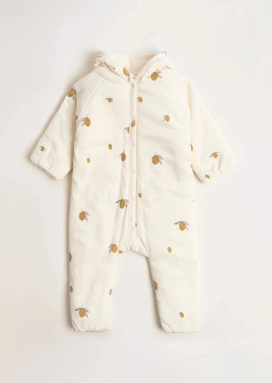 Konges Slojd Newborn onesie with hood - Lemon