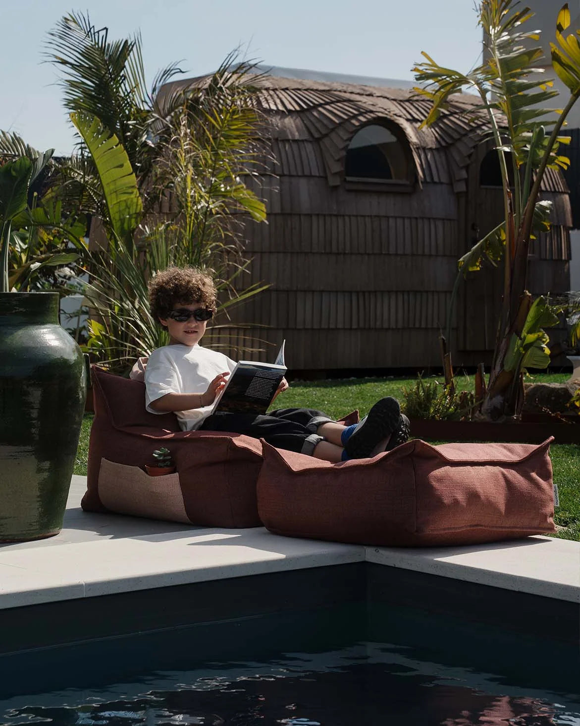 Outdoor Beanbag Chair & Ottoman Set