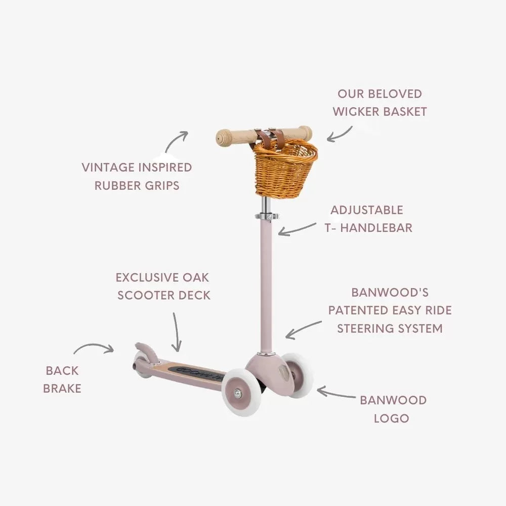 BANWOOD 3-Wheel Scooter Vintage - Dustypink
