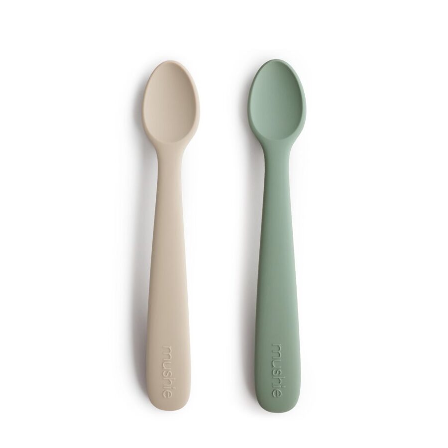 Mushie Silicone Feeding Spoons - Cambridge Blue/Shifting Sand