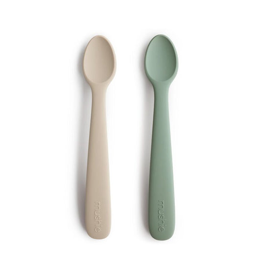Mushie Silicone Feeding Spoons - Cambridge Blue/Shifting Sand